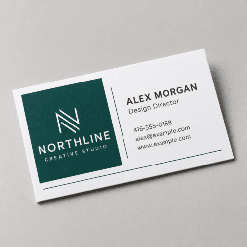 Custom matte business cards with smooth non-gloss finish and vibrant full-colour printing by Printomatic.