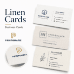 Custom linen business cards printed on elegant textured cardstock with a premium professional finish by Printomatic.