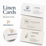 Custom linen business cards printed on elegant textured cardstock with a premium professional finish by Printomatic.