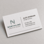 Custom linen business cards printed on elegant textured cardstock with a premium professional finish by Printomatic.