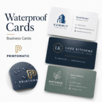 Custom waterproof plastic business cards with durable full-colour printing and a professional finish by Printomatic.