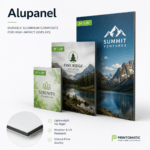 Custom Alupanel signs printed in full colour on durable aluminum composite panels for professional indoor and outdoor signage by Printomatic.