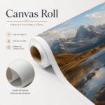 Custom canvas roll printed in full colour on high-quality canvas material for artwork, photography, and decorative displays by Printomatic.